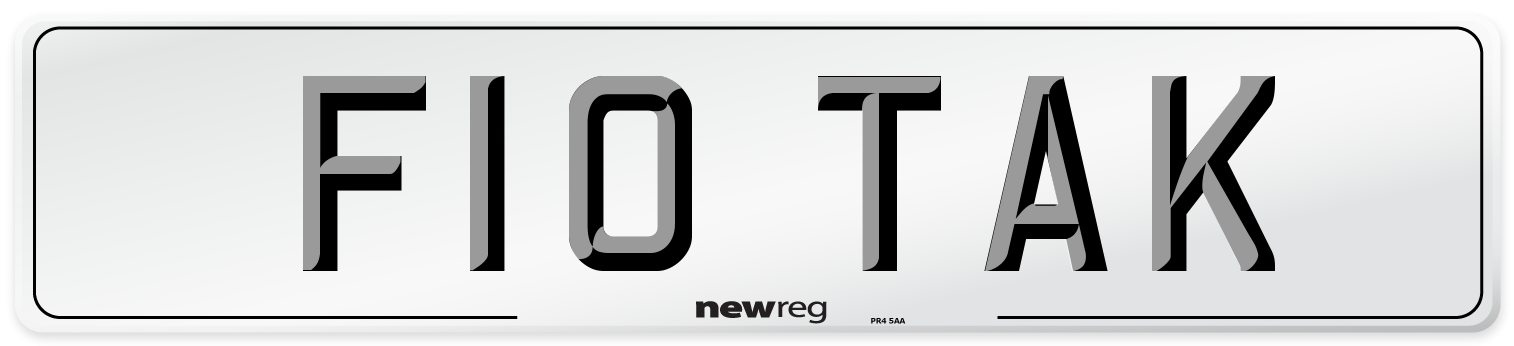 F10 TAK Number Plate from New Reg
